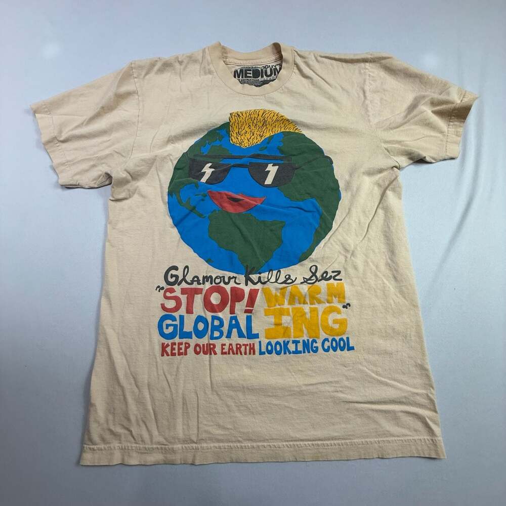 Glamour Kills Stop Global Warming Graphic T-Shirt Size Medium